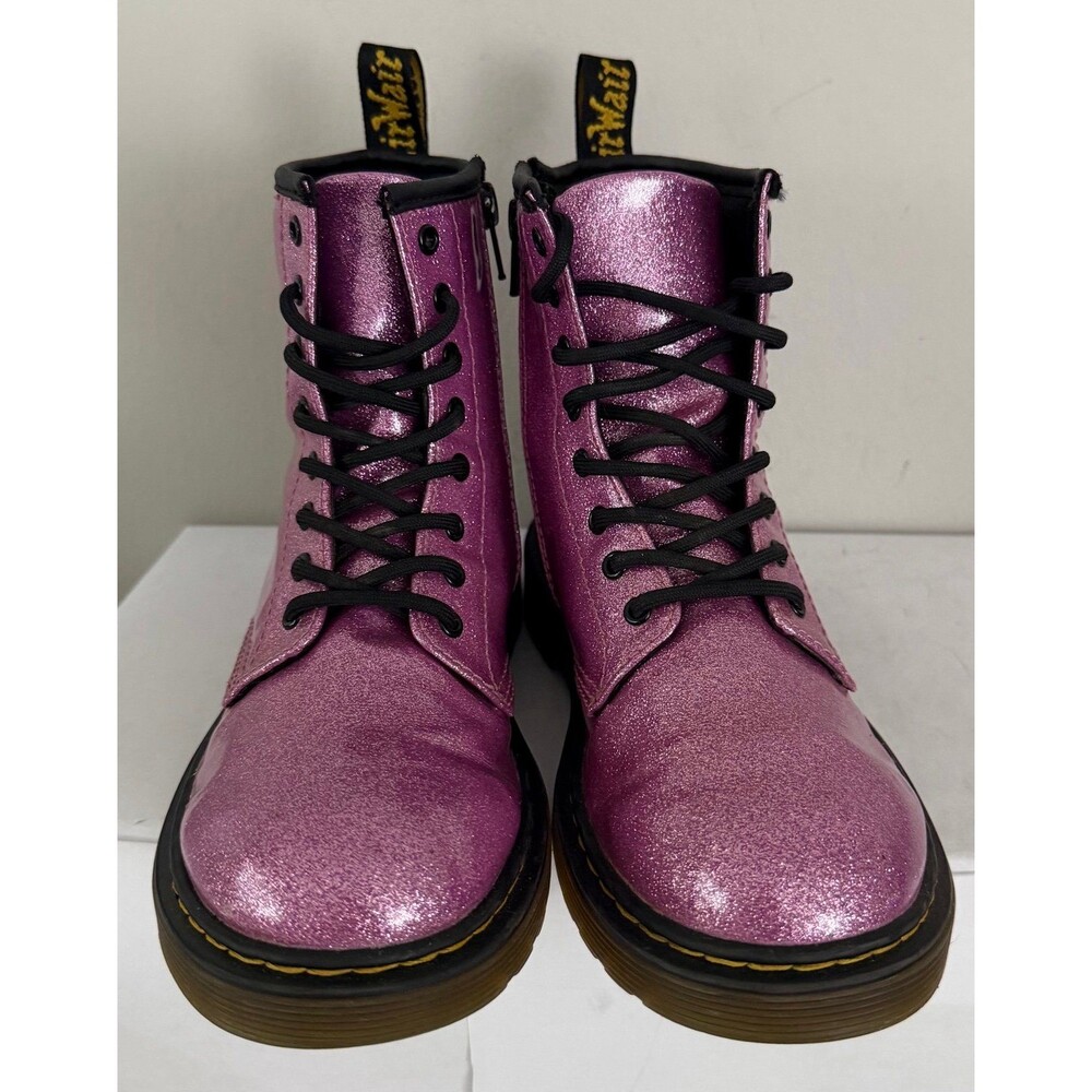 Dr. Martens Pink Glitter Lace Up Zip Boots Kids Girls Size 5